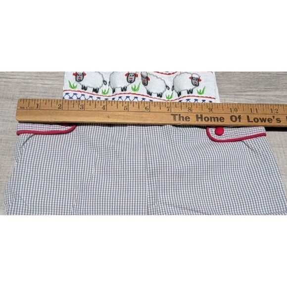 Lil Cactus Outfit Overalls Baby Sz 18-24 Months Smocked Sheep Spring - Picture 8 of 9